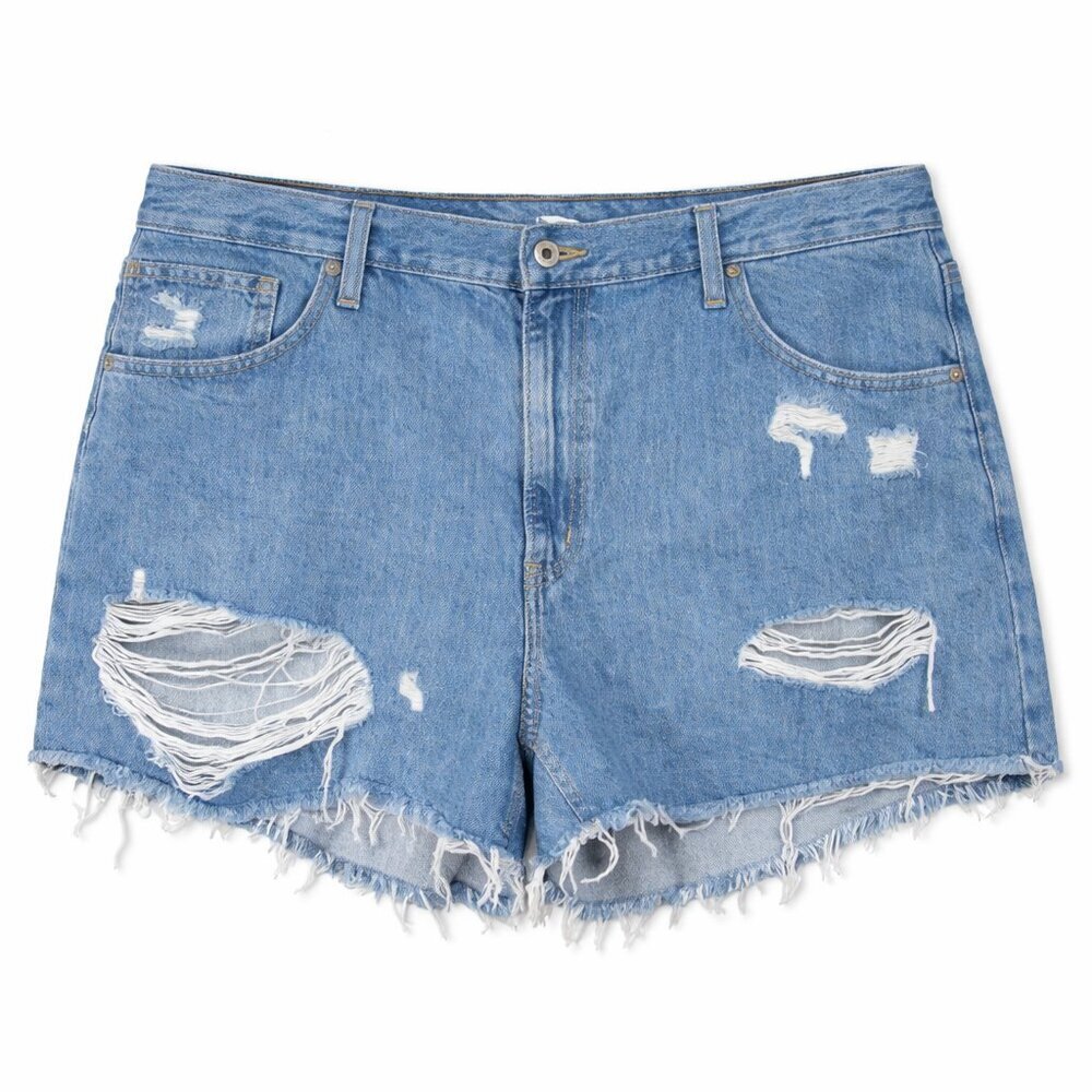 NWT Levi’s High-Waisted Mom Shorts Distressed Denim Raw Hem Plus Size 20W